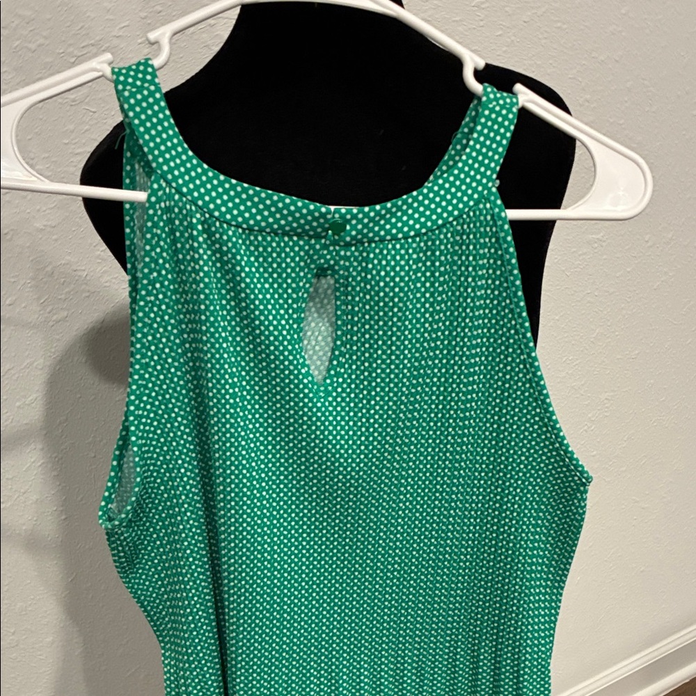Adrianna Papell Teal Polka Dot Tank Top